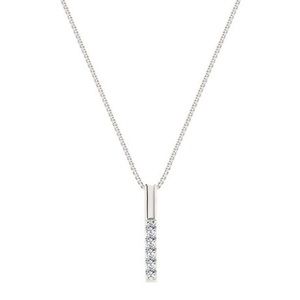 925 Sterling Silver Dainty Minimalist White Topaz Bar Clavicle Necklace